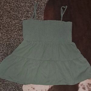 Green Smocked Strap Top